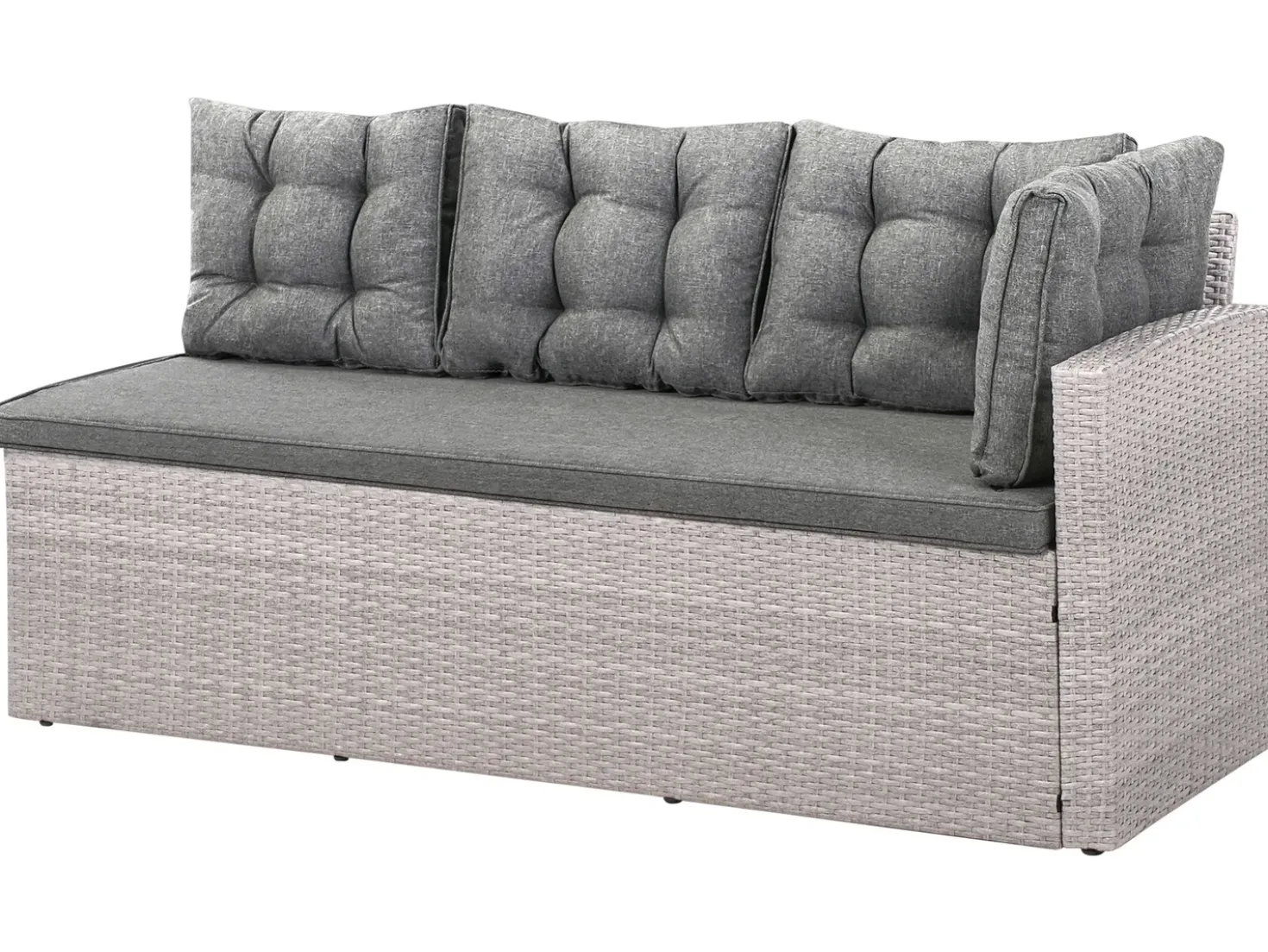 Set da giardino con tavolo 8 posti VITERBO con cuscini Rattan sintetico (PE) Grigio
