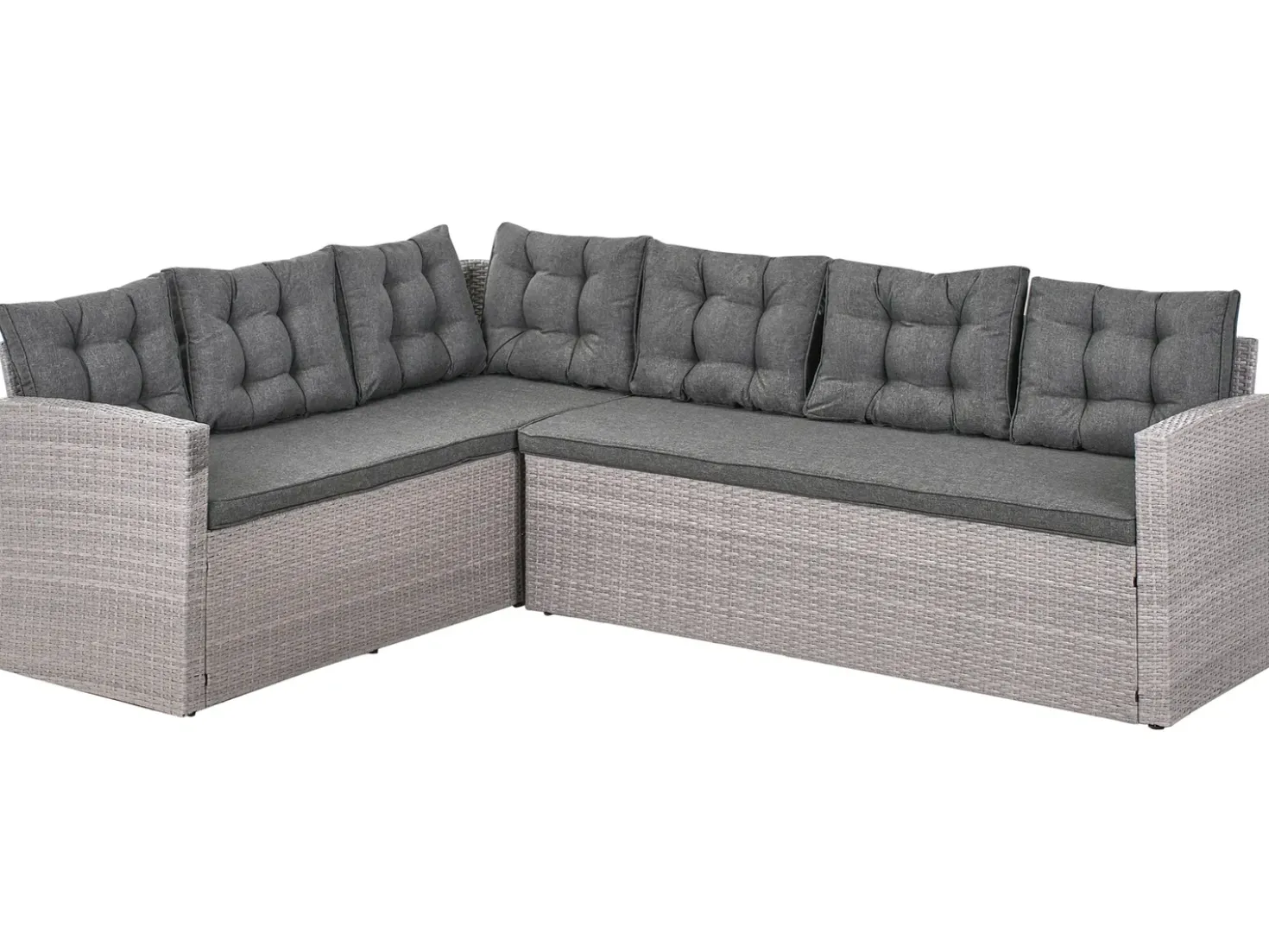 Set da giardino con tavolo 8 posti VITERBO con cuscini Rattan sintetico (PE) Grigio