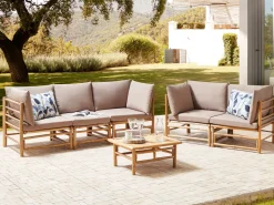 Set da giardino con tavolo 5 posti CERRETO Bambù Tortora