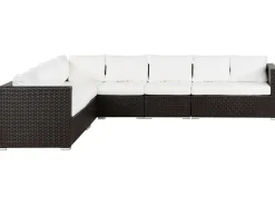Set da giardino con tavolo 8 posti XXL Lato destro Modulare Rattan sintetico (PE) Marrone scuro