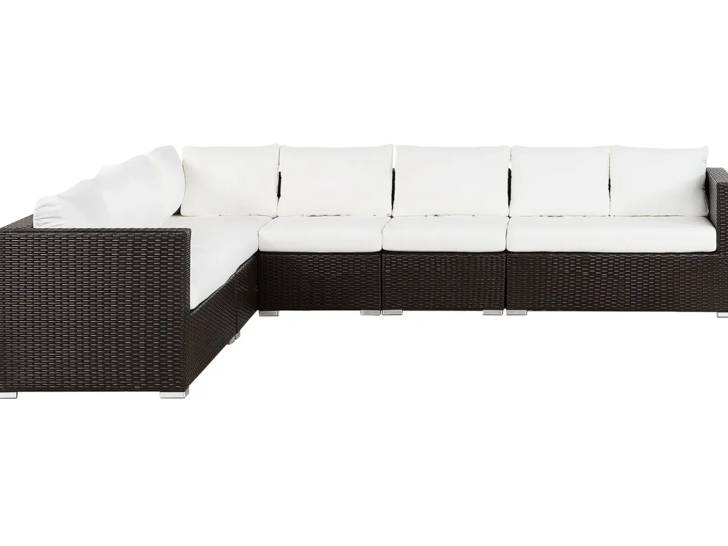 Set da giardino con tavolo 8 posti XXL Lato destro Modulare Rattan sintetico (PE) Marrone scuro