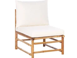 Set da giardino con tavolo 6 posti CERRETO Lato Sinistro Bambù Bianco sporco