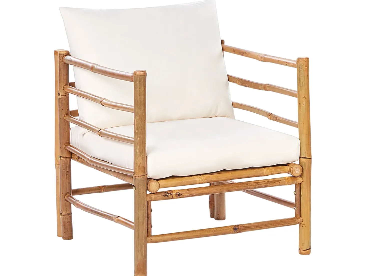 Set da giardino con tavolo 6 posti CERRETO Lato Sinistro Bambù Bianco sporco