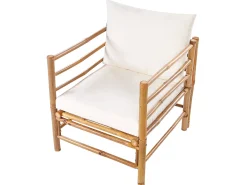 Set da giardino con tavolo 6 posti CERRETO Lato Sinistro Bambù Bianco sporco