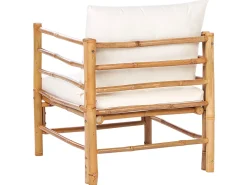 Set da giardino con tavolo 6 posti CERRETO Lato Sinistro Bambù Bianco sporco