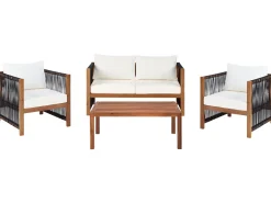 Set da giardino con tavolo 4 posti ANTRIA Legno d'acacia Nero