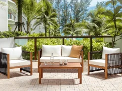 Set da giardino con tavolo 4 posti ANTRIA Legno d'acacia Nero
