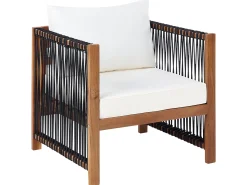 Set da giardino con tavolo 4 posti ANTRIA Legno d'acacia Nero