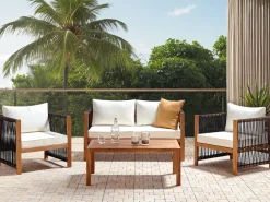 Set da giardino con tavolo 4 posti ANTRIA Legno d'acacia Nero