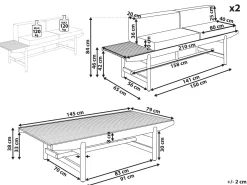 Set da giardino con tavolo 4 posti GIAVENO Legno d'acacia Bianco sporco