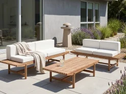 Set da giardino con tavolo 4 posti GIAVENO Legno d'acacia Bianco sporco