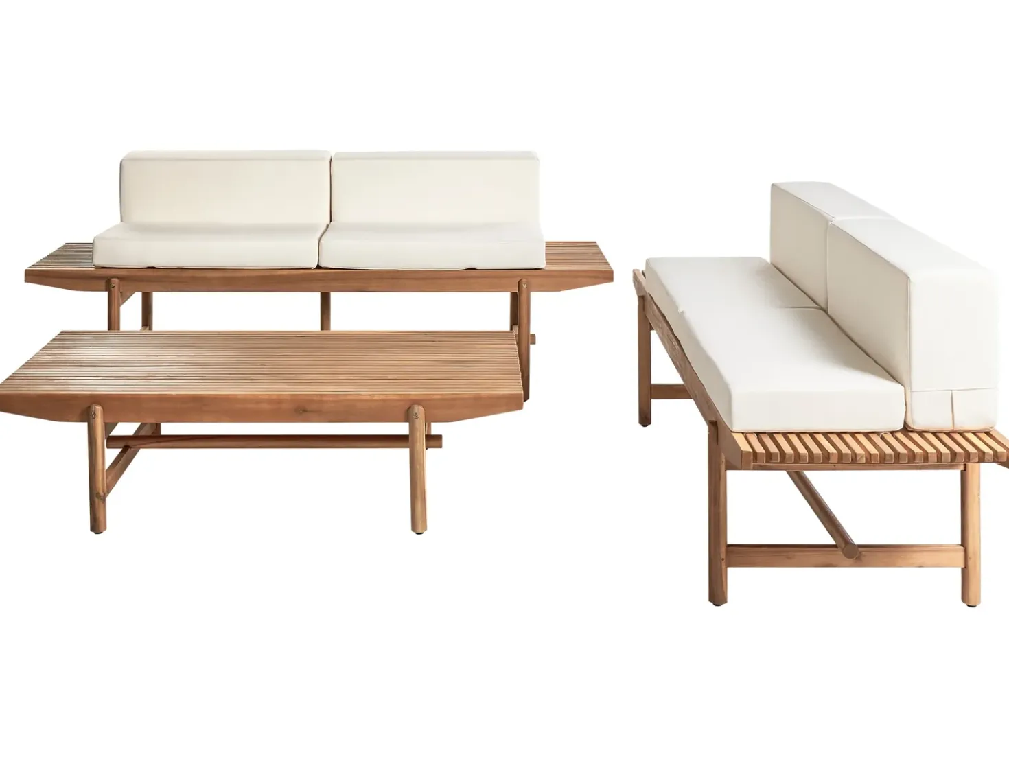 Set da giardino con tavolo 4 posti GIAVENO Legno d'acacia Bianco sporco