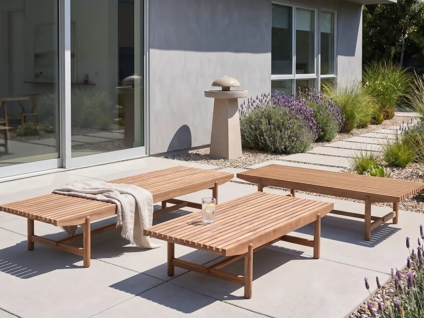 Set da giardino con tavolo 4 posti GIAVENO Legno d'acacia Bianco sporco