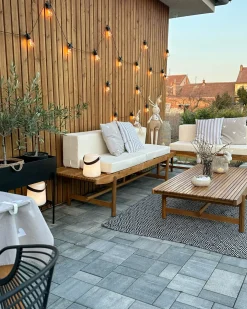 Set da giardino con tavolo 4 posti GIAVENO Legno d'acacia Bianco sporco