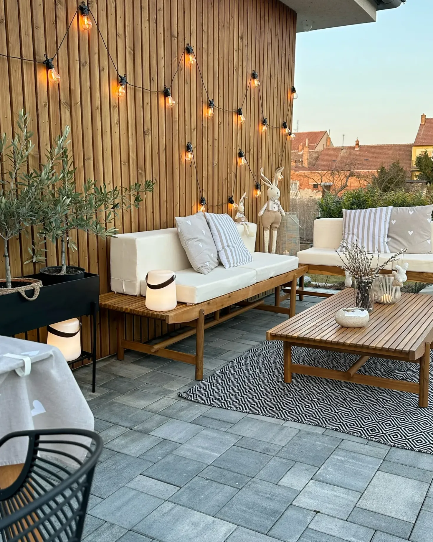 Set da giardino con tavolo 4 posti GIAVENO Legno d'acacia Bianco sporco