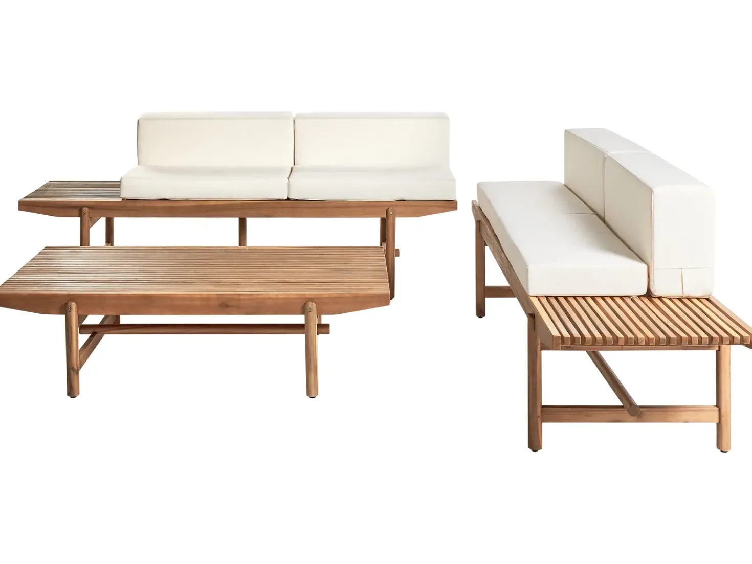 Set da giardino con tavolo 4 posti GIAVENO Legno d'acacia Bianco sporco