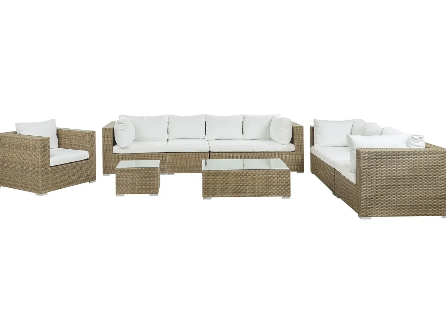 Set da giardino con tavolo 8 posti MAESTRO Modulare Rattan sintetico (PE) Marrone chiaro