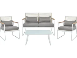Set da giardino con tavolo 4 posti POMONTE Metallo Bianco