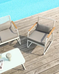 Set da giardino con tavolo 4 posti POMONTE Metallo Bianco