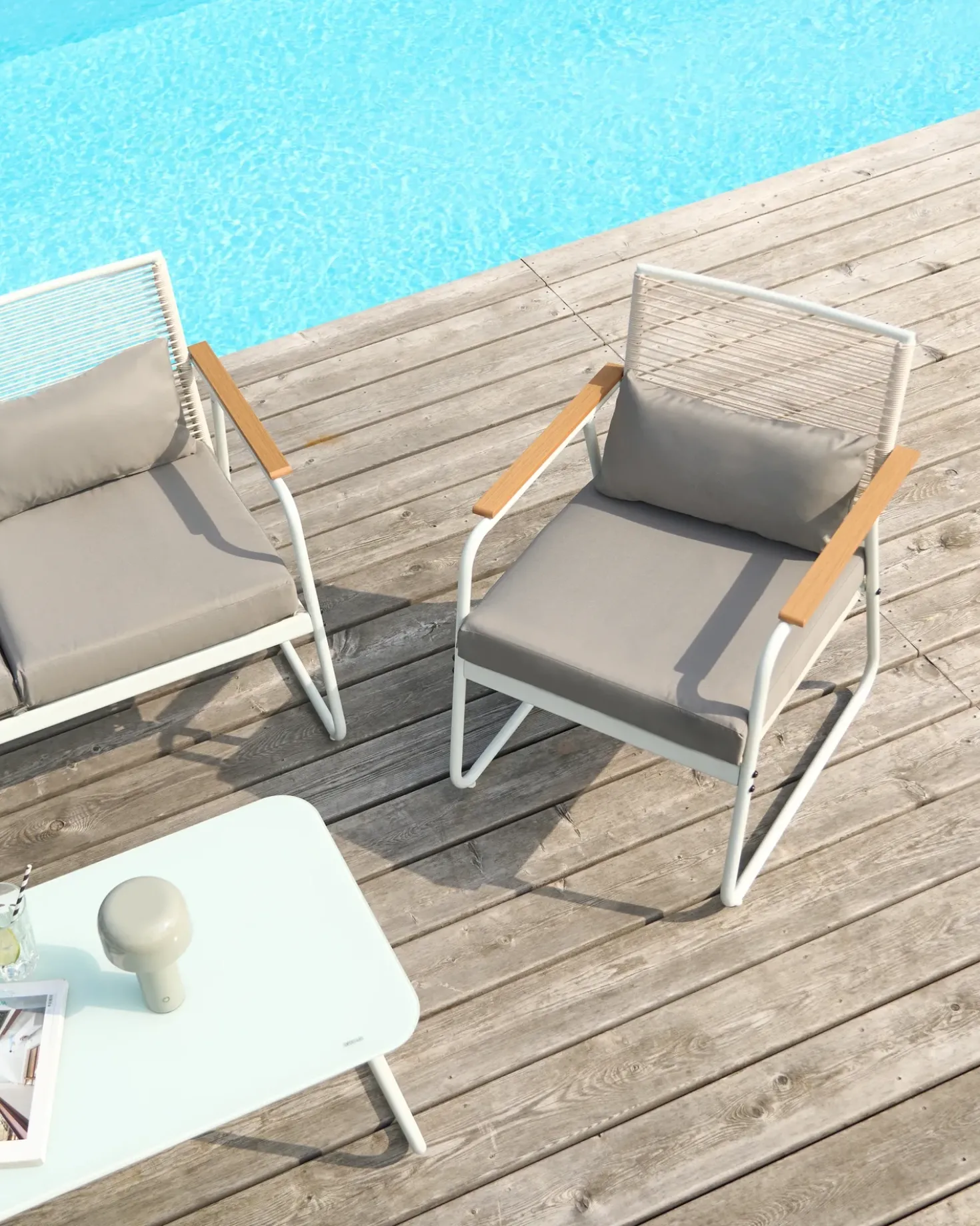 Set da giardino con tavolo 4 posti POMONTE Metallo Bianco