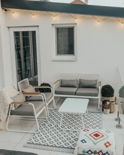 Set da giardino con tavolo 4 posti POMONTE Metallo Bianco