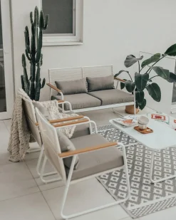 Set da giardino con tavolo 4 posti POMONTE Metallo Bianco