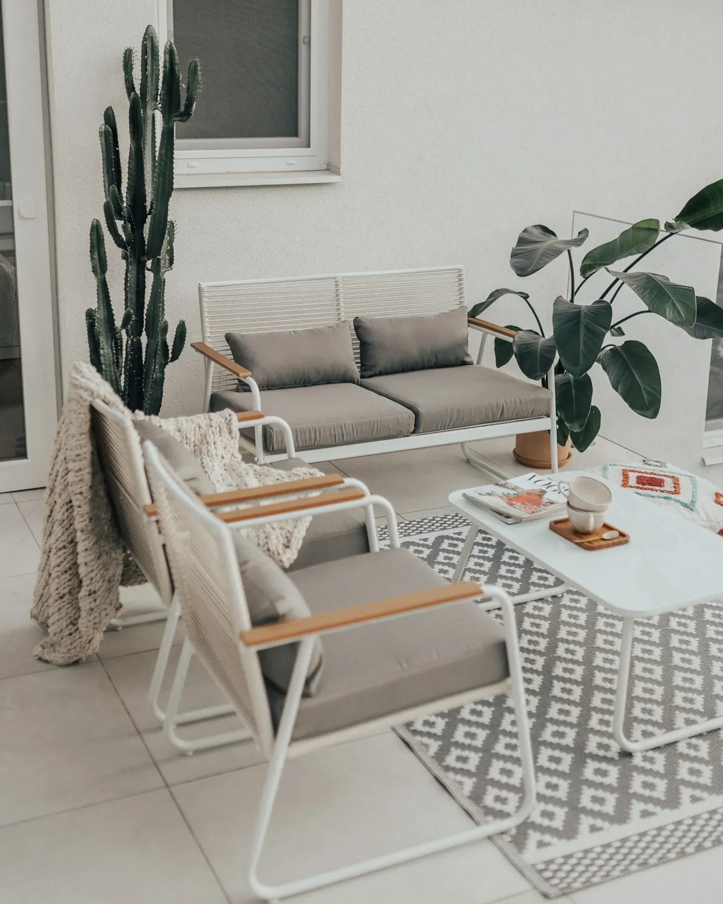 Set da giardino con tavolo 4 posti POMONTE Metallo Bianco