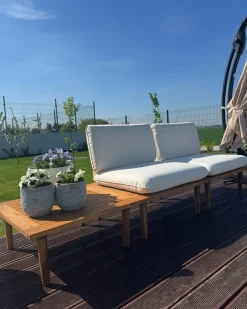 Set da giardino con tavolo 4 posti FRASCATI Modulare Legno di acacia certificato Bianco sporco