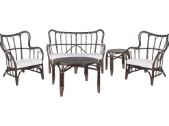 Set da giardino con tavolo 4 posti BRINDISI Rattan Marrone scuro