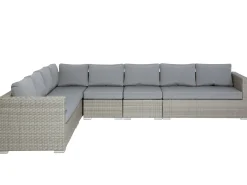 Set da giardino con tavolo 8 posti XXL Lato destro Modulare Rattan sintetico (PE) Grigio