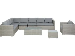 Set da giardino con tavolo 8 posti XXL Lato destro Modulare Rattan sintetico (PE) Grigio