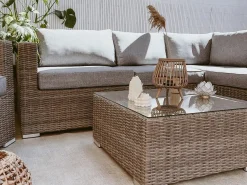 Set da giardino con tavolo 8 posti XXL Lato destro Modulare Rattan sintetico (PE) Grigio