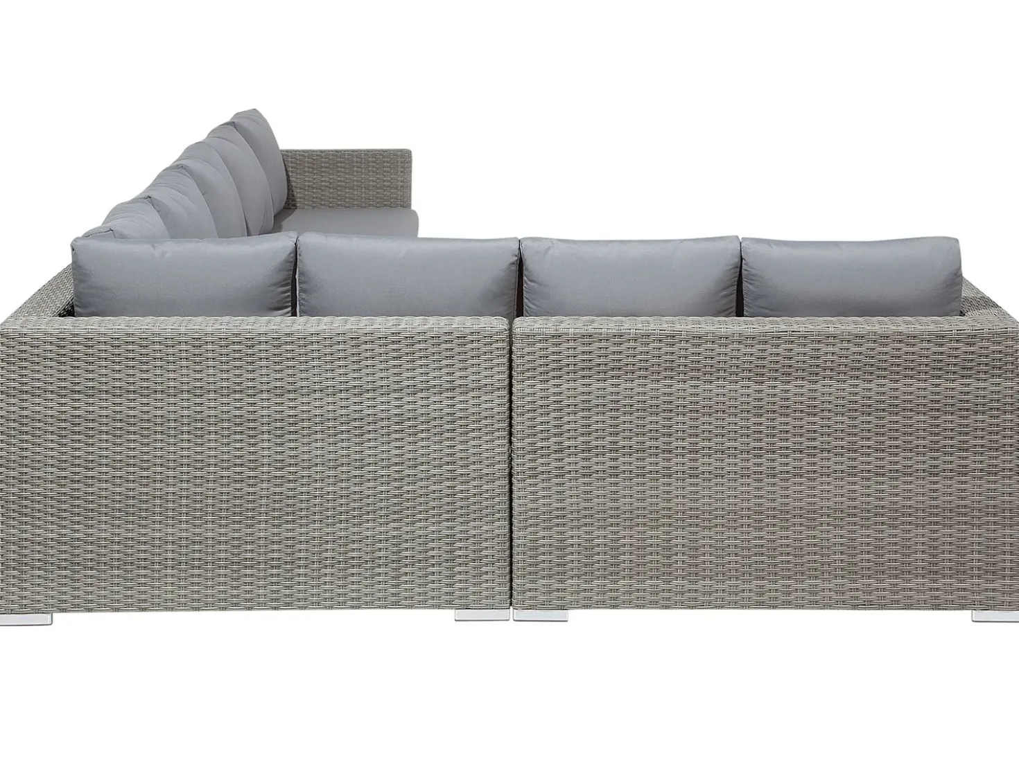 Set da giardino con tavolo 8 posti XXL Lato destro Modulare Rattan sintetico (PE) Grigio