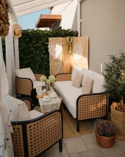 Set da giardino con tavolo 5 posti MONTEFALCO Metallo Bianco