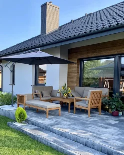 Set da giardino con tavolo 7 posti PATAJA Legno di acacia certificato Marrone chiaro
