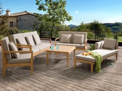 Set da giardino con tavolo 7 posti PATAJA Legno di acacia certificato Marrone chiaro