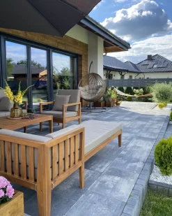 Set da giardino con tavolo 7 posti PATAJA Legno di acacia certificato Marrone chiaro
