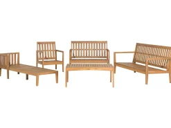 Set da giardino con tavolo 7 posti PATAJA Legno di acacia certificato Marrone chiaro