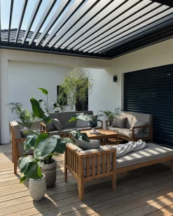 Set da giardino con tavolo 7 posti PATAJA Legno di acacia certificato Marrone chiaro