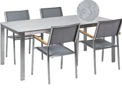 Set da pranzo da giardino 4 posti COSOLETO/GROSSETO Vetro temperato Effetto marmo Grigio