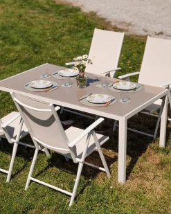Set da pranzo da giardino 6 posti CATANIA Metallo Beige