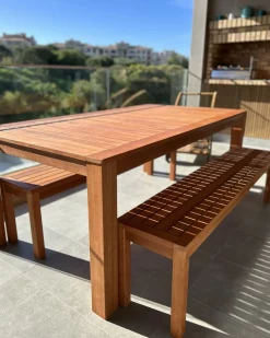 Set da pranzo da giardino con panche 6 posti MONSANO Legno d'eucalipto Marrone