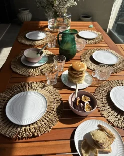 Set da pranzo da giardino con panche 6 posti MONSANO Legno d'eucalipto Marrone