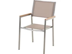 Set da pranzo da giardino 4 posti COSOLETO/GROSSETO Vetro temperato Effetto marmo Bianco/Beige