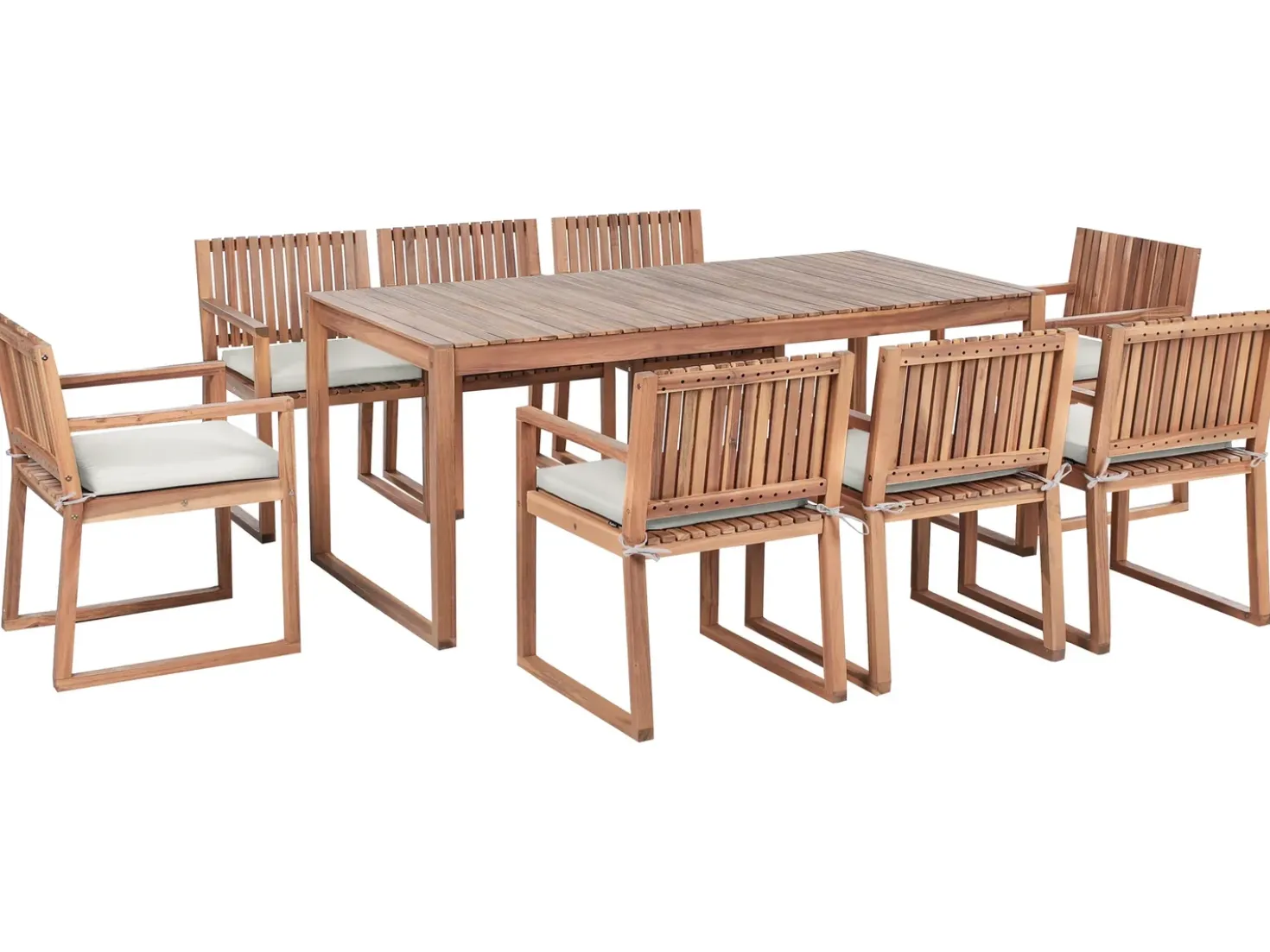 Set da pranzo da giardino 8 posti SASSARI PREMIUM con cuscini Legno di acacia certificato Tortora