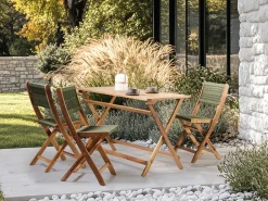 Set da pranzo da giardino 4 posti PROSSEDI Legno d'acacia Verde