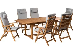 Set da pranzo da giardino 6 posti JAVA PREMIUM Legno d'acacia Grigio chiaro