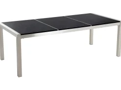 Set da pranzo da giardino 8 posti GROSSETO Piastra tripla Granito Lucido Nero/Bianco