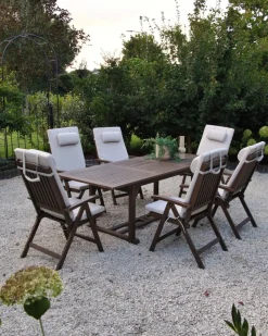 Set da pranzo da giardino 6 posti AMANTEA PREMIUM Legno d'acacia Beige chiaro