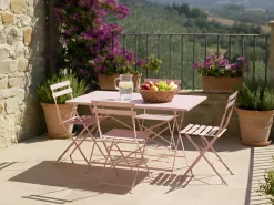 Set da pranzo da giardino 4 posti FIORI Pieghevole Metallo Rosa pastello